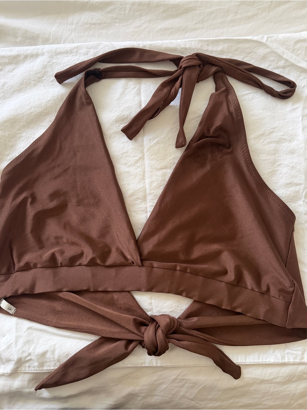 Rebdolls Brown Halter Triangle Swim Top 3x